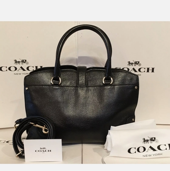 Authentic Black Pebbled Leather Medium Coach Purse